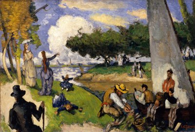 Los pescadores escena fantástica, ca. 1875 de Paul Cézanne