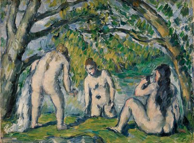 tres bañistas de Paul Cézanne
