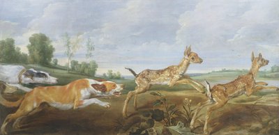 Una escena de caza: perros persiguiendo a dos faunos de Paul De Vos