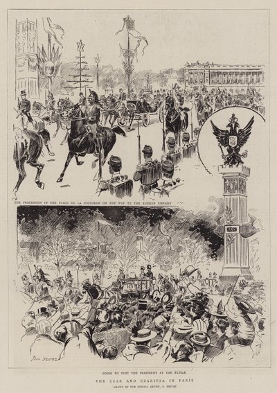 El Zar y la Zarina en París (grabado). de Paul Destez