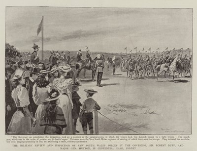 La revisión militar e inspección de las fuerzas de Nueva Gales del Sur por el gobernador, Sir Robert Duff, y el mayor general Hutton, en el Parque Centenario, Sídney de Paul Destez