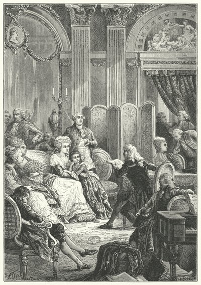 Un salón al comienzo del reinado de Luis XVI de Francia de Paul Dominique Philippoteaux
