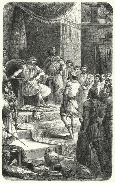 El rey David recibiendo emisarios del rey Hiram de Tiro de Paul Dominique Philippoteaux