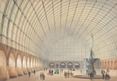 Diseño para un salón de ejercicios y exposiciones industriales en Viena, vista interior perspectival, 1853 de Paul Eduard Sprenger