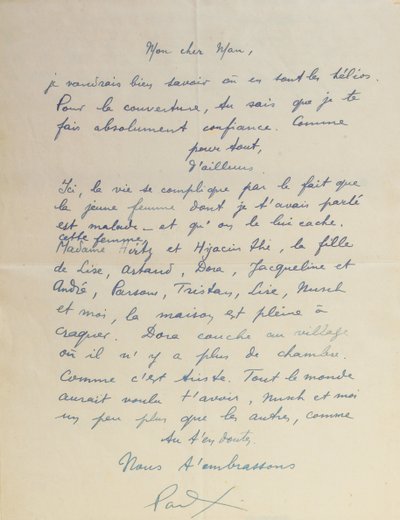 Carta a Man Ray sobre la realización de "Facile de Paul Eluard