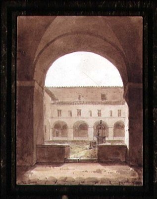 Vista de un claustro con un pozo de Paul Emile Detouche