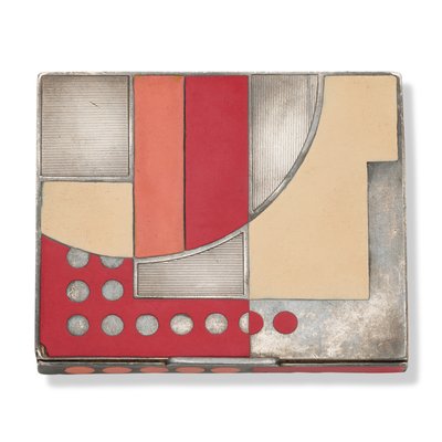 Pitillera art déco, c.1930 (plata, metal dorado y lacado) de Paul Emile Brandt