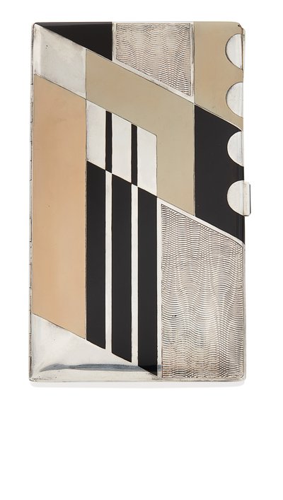 Pitillera, c.1925 (metal plateado dorado y lacado) de Paul Emile Brandt