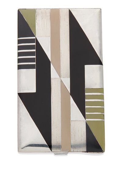 Pitillera, c.1925 (metal plateado dorado y lacado) de Paul Emile Brandt