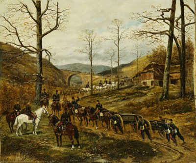 Artillería moviéndose a través de un valle, Rezonville de Paul Emile Leon Perboyre