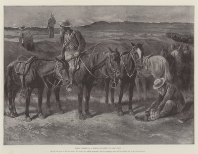 Caballos bóers en una donga, o grieta, en el veldt de Paul Frenzeny
