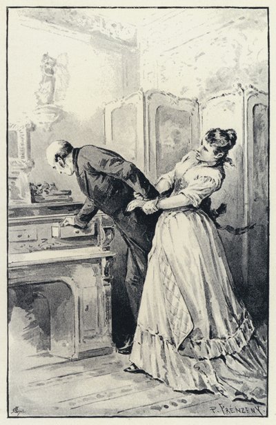 Ilustración para Anna Karenina: Karenina toma posesión de las cartas de su esposa de Paul Frenzeny