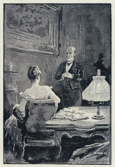 Ilustración de Anna Karenina: La pelea entre Anna y su esposo de Paul Frenzeny