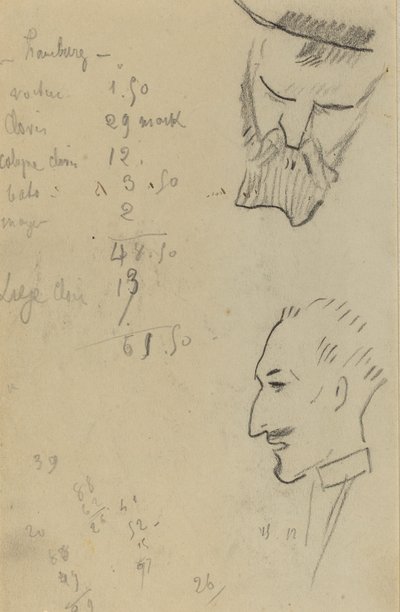 Un hombre barbudo y un hombre de perfil [verso] de Paul Gauguin