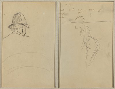 Cabeza de Hombre con Sombrero, Vista desde Atrás; Mujer de Pie [recto] de Paul Gauguin