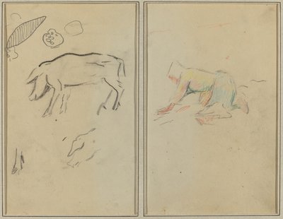 Un cerdo; campesino bretón arrodillado de Paul Gauguin