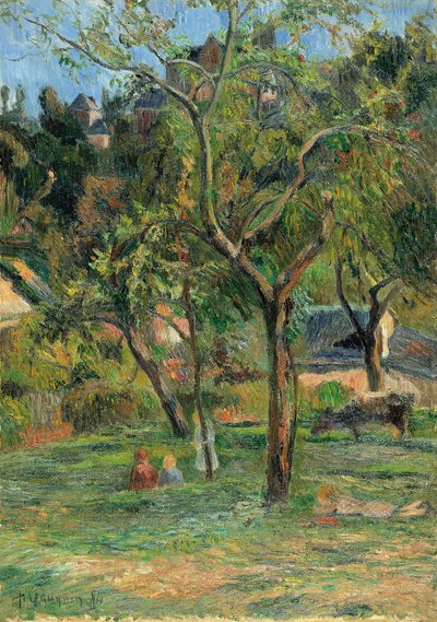 Un huerto bajo la iglesia de Bihorel, 1884 de Paul Gauguin