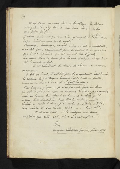 Avant et après - Última página del texto principal de Paul Gauguin