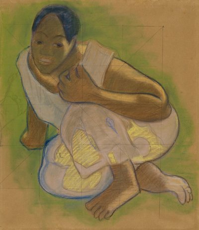Mujer tahitiana agachada: Estudio para Nafea Faaipoipo de Paul Gauguin