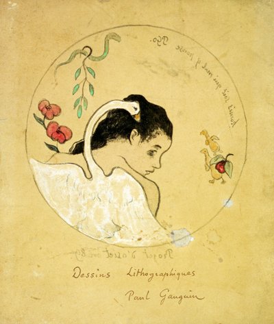 Diseño para un plato - Leda y el cisne, 1889 de Paul Gauguin