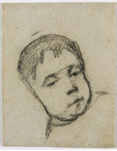 Emil Gauguin de niño, Cabeza sobre almohada, c.1875-76 (lápiz negro) de Paul Gauguin