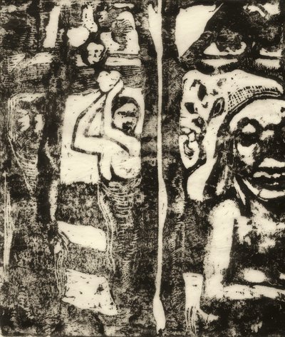Mujer recogiendo frutas y Oviri de Paul Gauguin