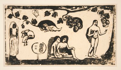 Mujeres, animales y hojas [Mujeres, animales y hojas] de Paul Gauguin