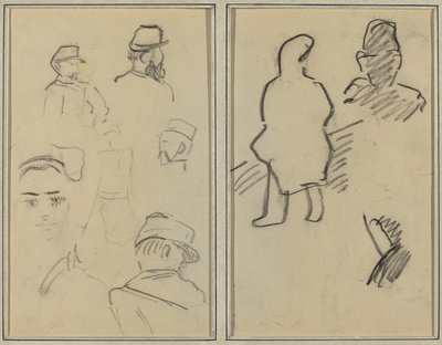 Cinco estudios de soldados y rostro de una mujer; Dos figuras de Paul Gauguin