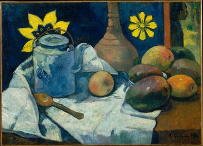 francés  La Théière et les fruits Naturaleza muerta con tetera y fruta de Paul Gauguin