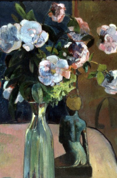 Francés: Nature morte à la statuette, ou Roses et statuette Roses and Statuette de Paul Gauguin