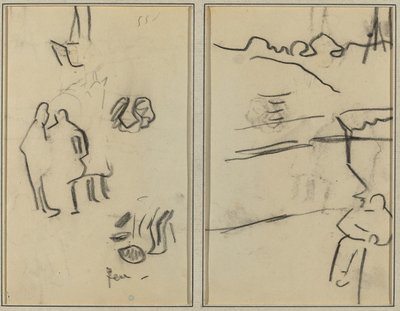 Grupo de Formas Humanas; Un Hombre Sentado (recto) de Paul Gauguin