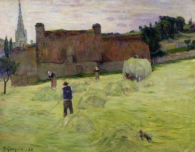 Haciendo heno en Bretaña, 1888 de Paul Gauguin