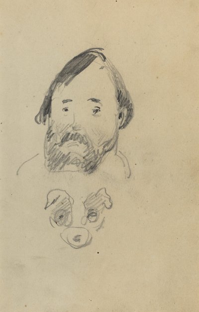 Cabeza de un hombre barbudo con cabeza de un perro [recto] de Paul Gauguin