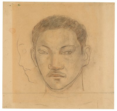 Cabeza de un tahitiano con perfil de una segunda cabeza a su derecha de Paul Gauguin