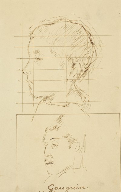 Cabezas de un niño y un hombre (¿Autorretrato?) (verso) de Paul Gauguin