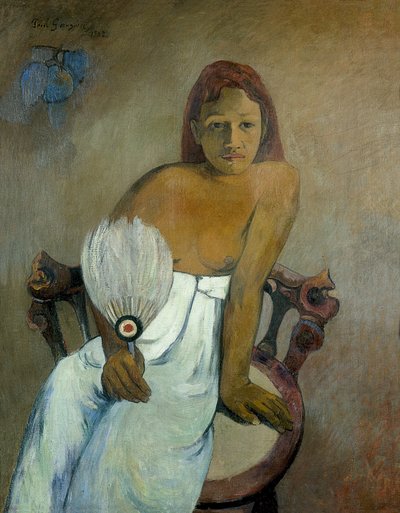 Joven con abanico de Paul Gauguin