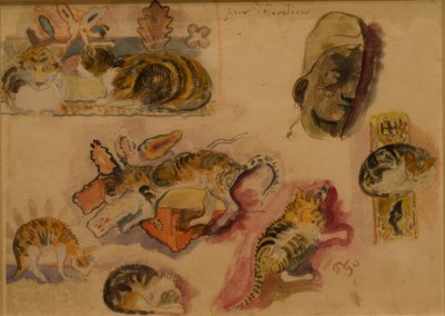 Gatos y cabeza de Paul Gauguin
