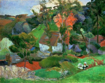 La mujer con la jarra, o Paisaje en Pont-Aven de Paul Gauguin