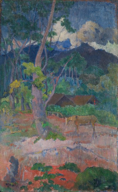 paisaje con un caballo de Paul Gauguin