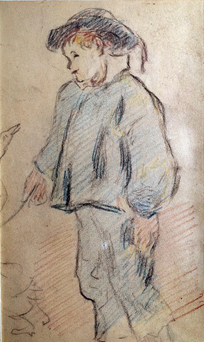 Niño bretón con un ganso. Boceto de Paul Gauguin (siglo XIX) de Paul Gauguin