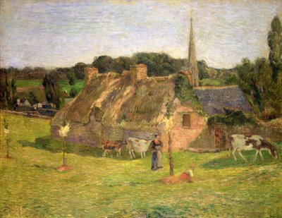 El campo de Lollichon y la iglesia de Pont-Aven, 1886 de Paul Gauguin