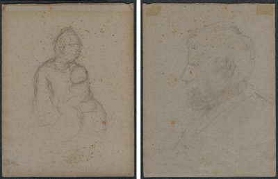 Madre e hijo (anverso); busto de perfil de hombre (reverso) de Paul Gauguin