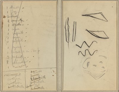 "Neige" (Nieve); Itinerario [recto] de Paul Gauguin