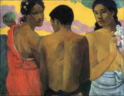 Tres tahitianos de Paul Gauguin