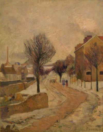 Suburbio parisino en la nieve de Paul Gauguin