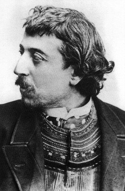 Paul Gauguin (1848-1903) pintor francés aquí en Copenhague en marzo de 1891 con una rebeca bretona, autorretrato dedicado a Carriere de Paul Gauguin