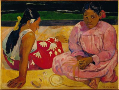 Mujeres tahitianas en la playa (detalle) de Paul Gauguin