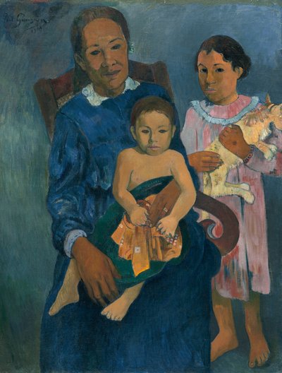 Mujer polinesia con niños de Paul Gauguin