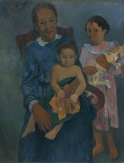 Mujer polinesia con niños de Paul Gauguin