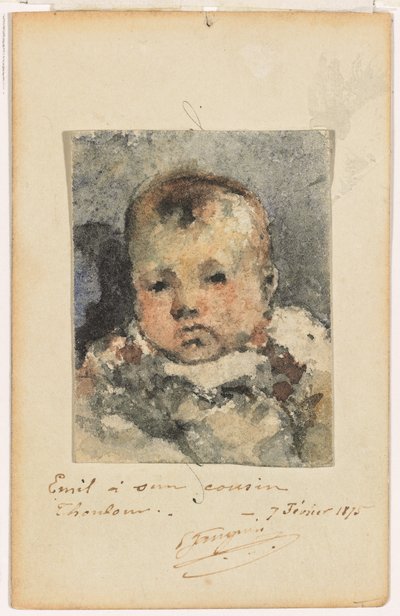 Retrato de un niño, 7 de febrero de 1875 (acuarela sobre papel colocado sobre una tarjeta de visita original) de Paul Gauguin
